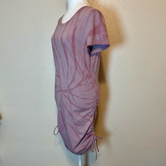 Victoria’s Secret Pink Tie Dye Jersey Tee Shirt Dress Side Ruching Purple Large - Picture 5 of 13